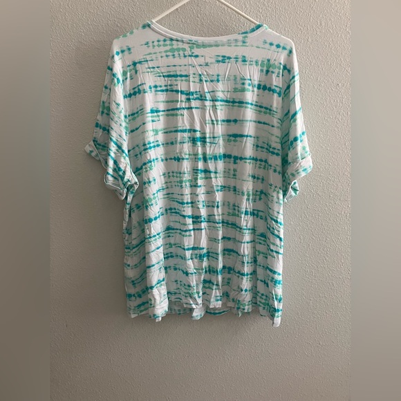 J Jason Wu Tie Dye Crew Neck Short Sleeve Tee - Clearwater (sz 2X) a496303 - Picture 2 of 2